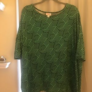 Green Printed Lularoe Irma Top